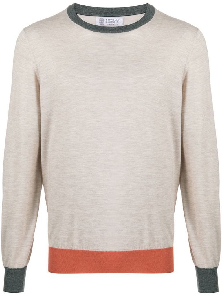 contrast trim wool-blend jumper