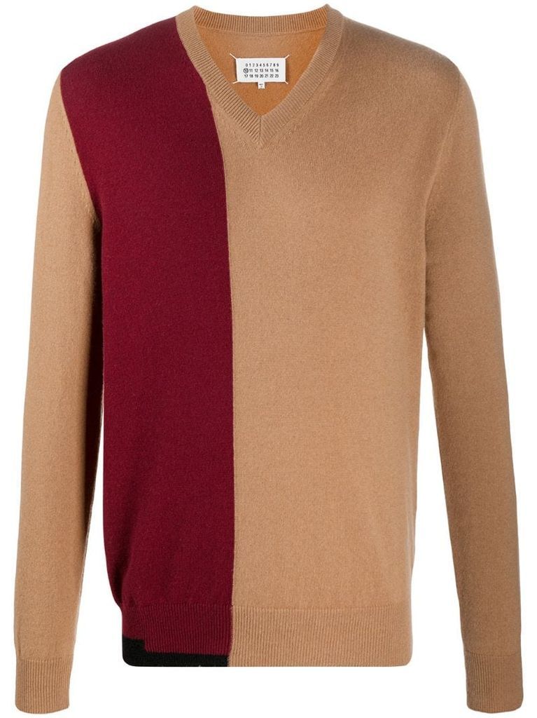 colour-block intarsia-knit jumper