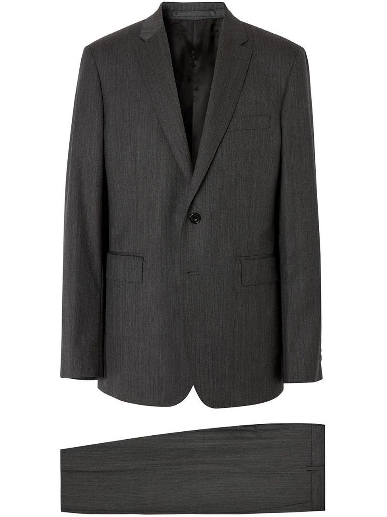 slim-fit three-piece suit