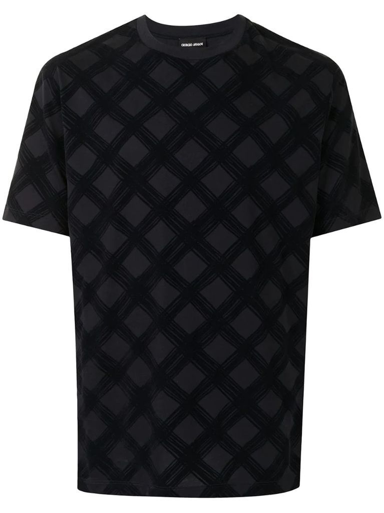 checked cotton T-shirt
