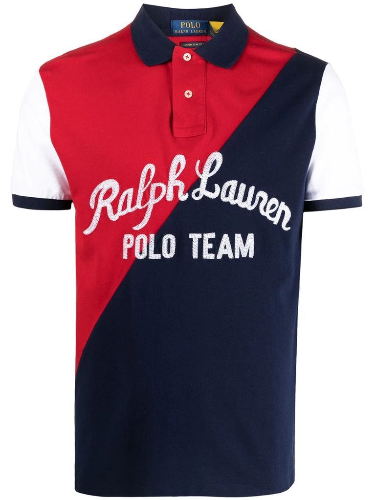logo colour-block polo shirt