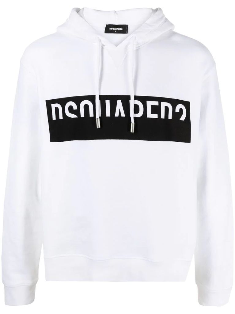 half logo cotton hoodie