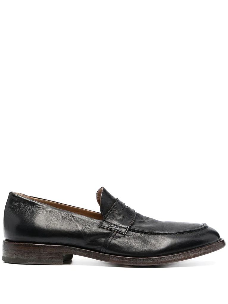 leather cut-out strap loafers