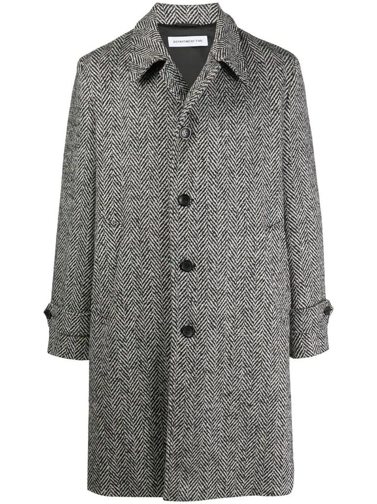 textured single-breasted coat