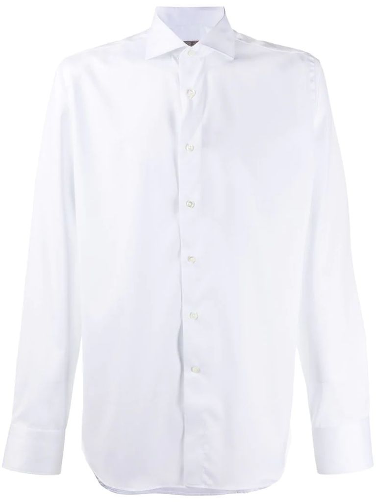 pointed collar cotton shirt
