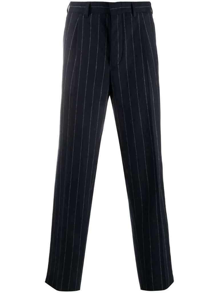 straight-leg striped trousers