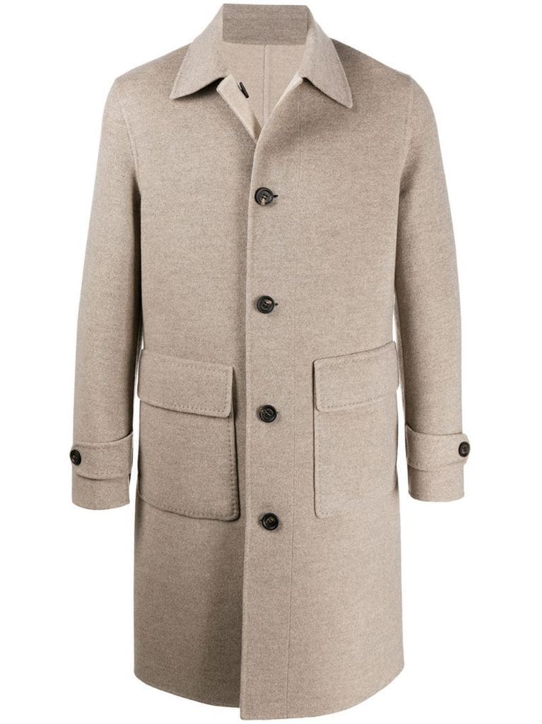 single breasted mid-length coat