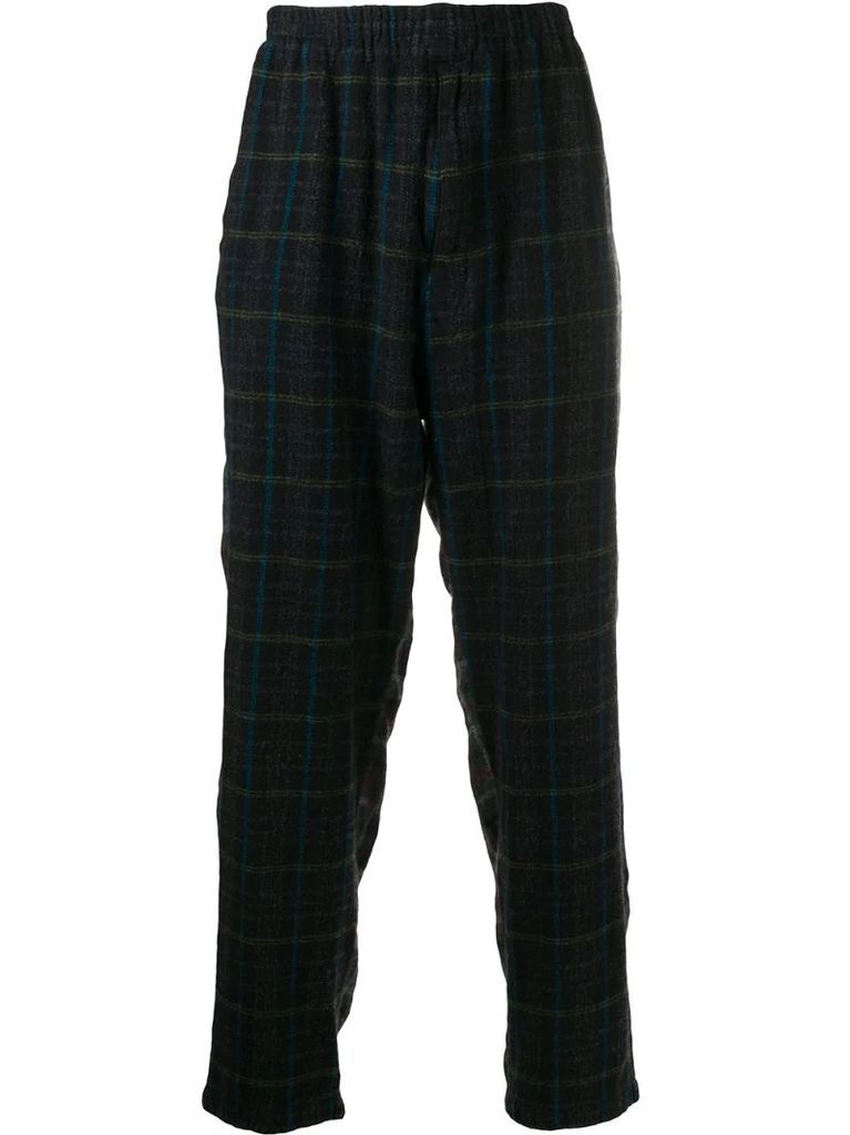 contrast check pattern trousers