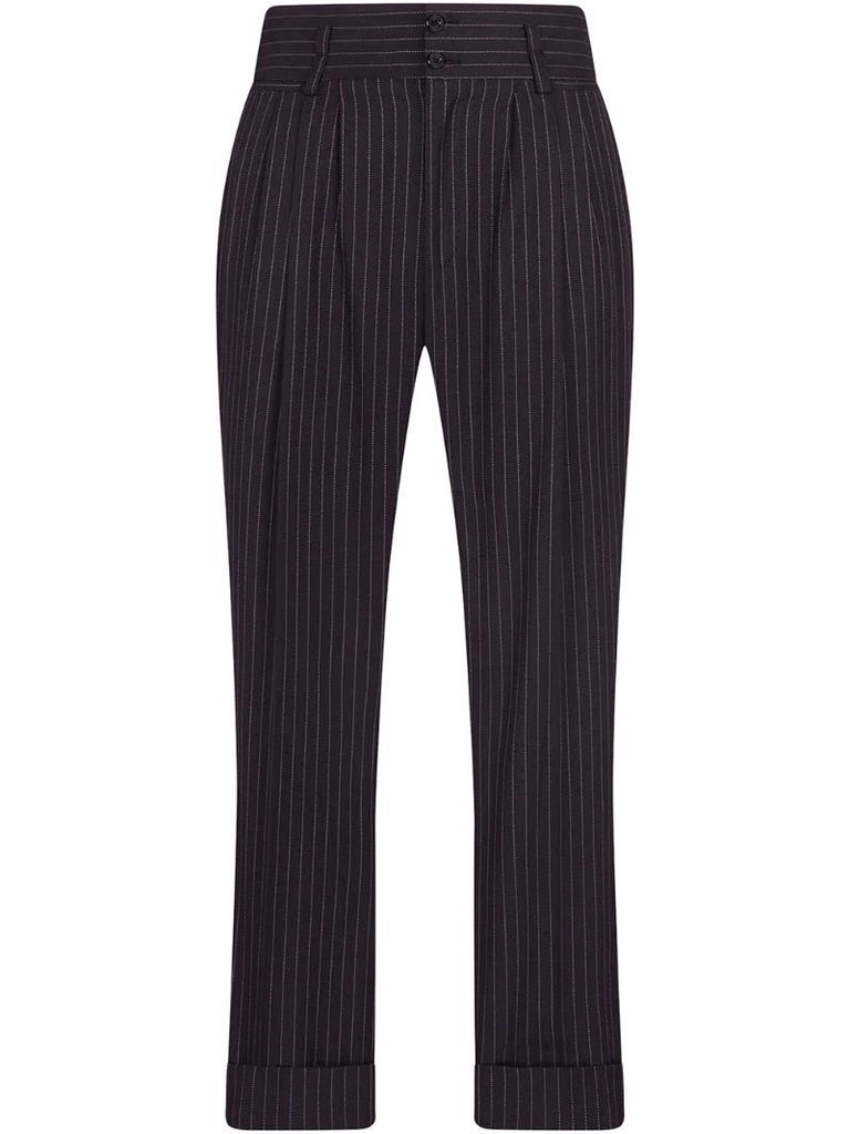 pinstripe high-waist trousers