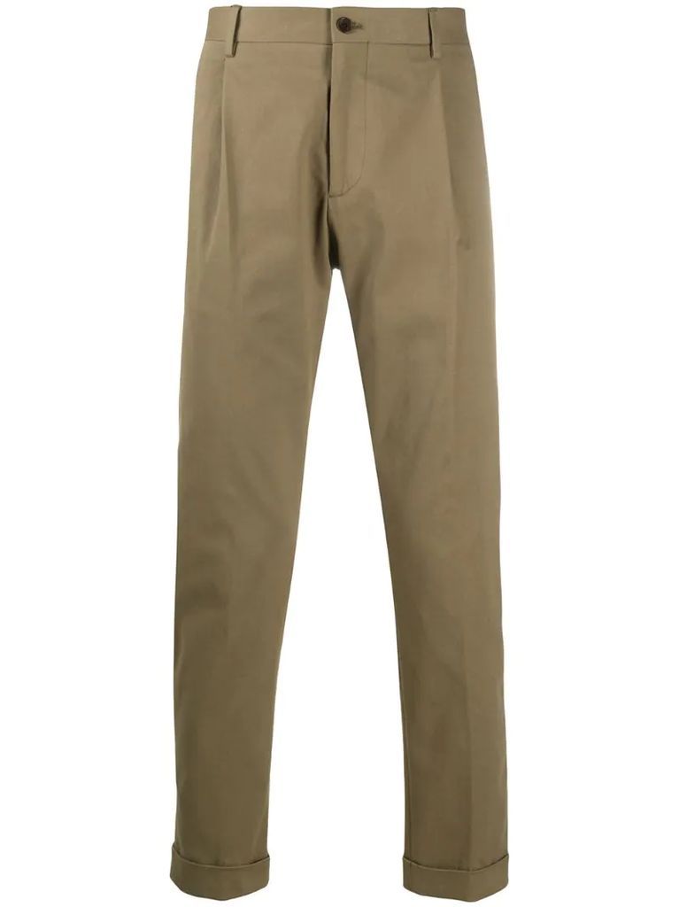 zip-pocket tapered trousers