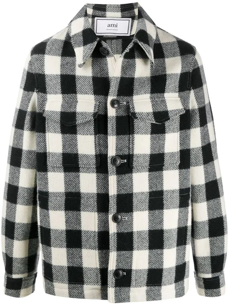 checked buttoned jacket