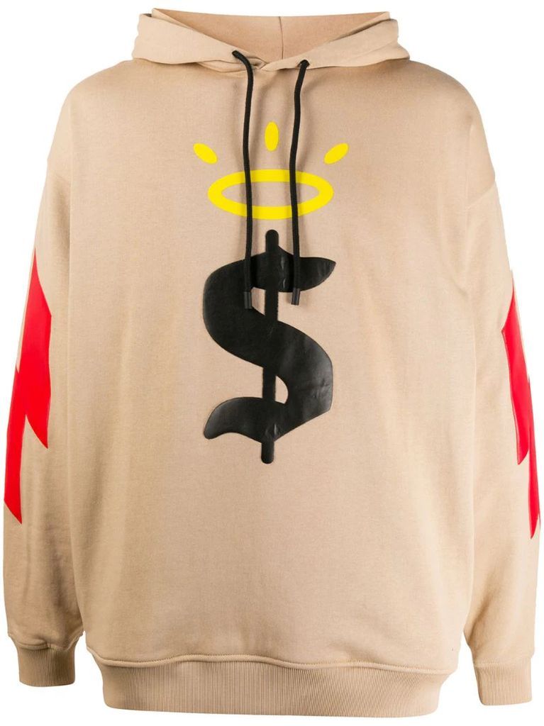 graphic print drawstring hoodie