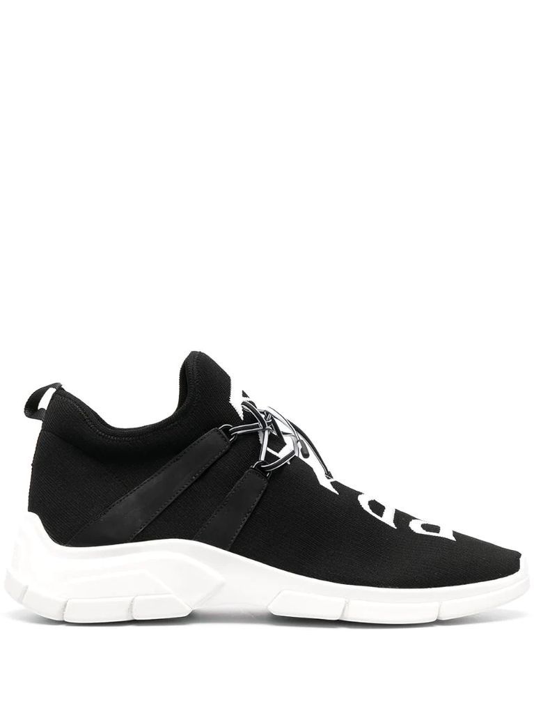 two-tone lace-up sneakers