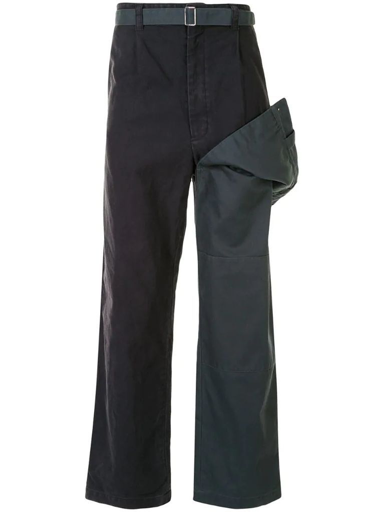 layered straight-leg work trousers