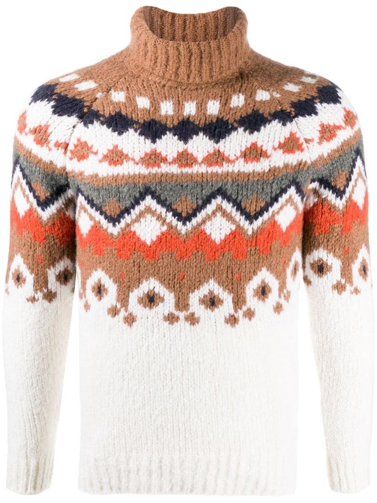 roll-neck fairisle knit jumper