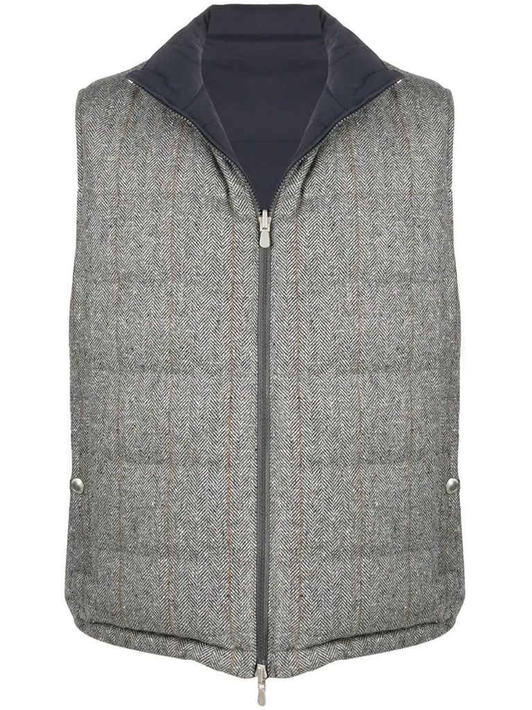 reversible quilted gilet