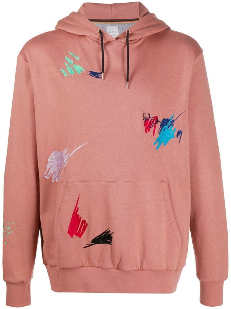 Marker Pen embroidered drawstring hoodie