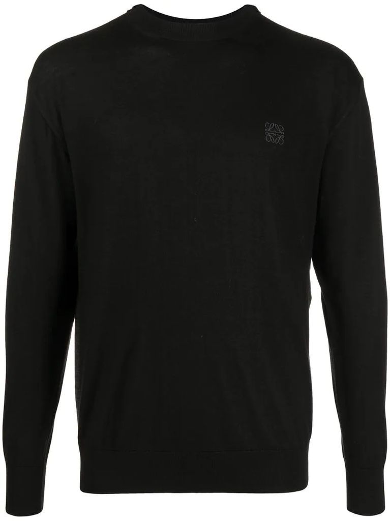 embroidered-logo wool knit jumper