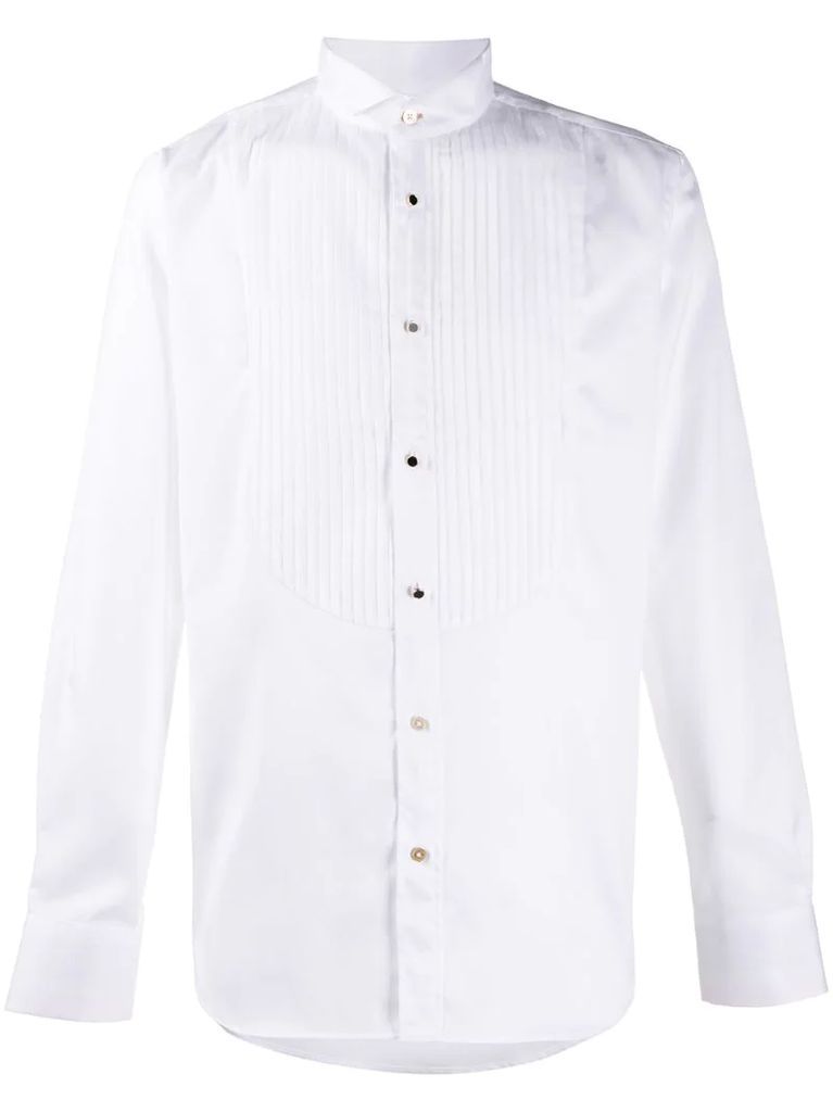 pleated-bib cotton shirt