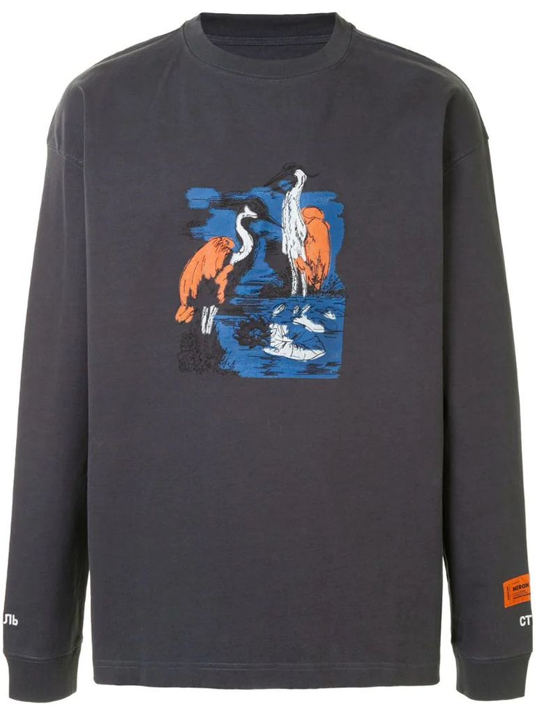 embroidered heron sweater