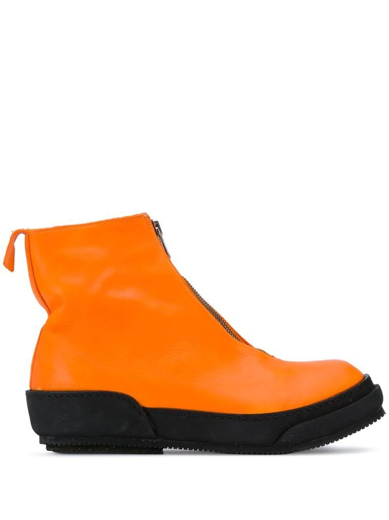 color-block front-zip boots
