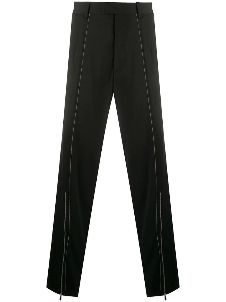zip detail straight trousers