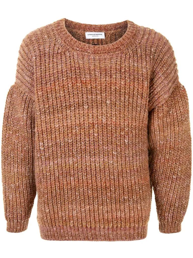 cable-knit crewneck jumper