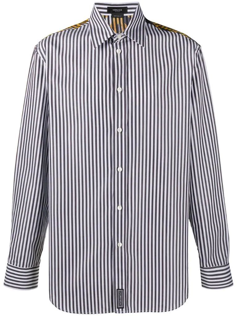 Baroque-print striped shirt