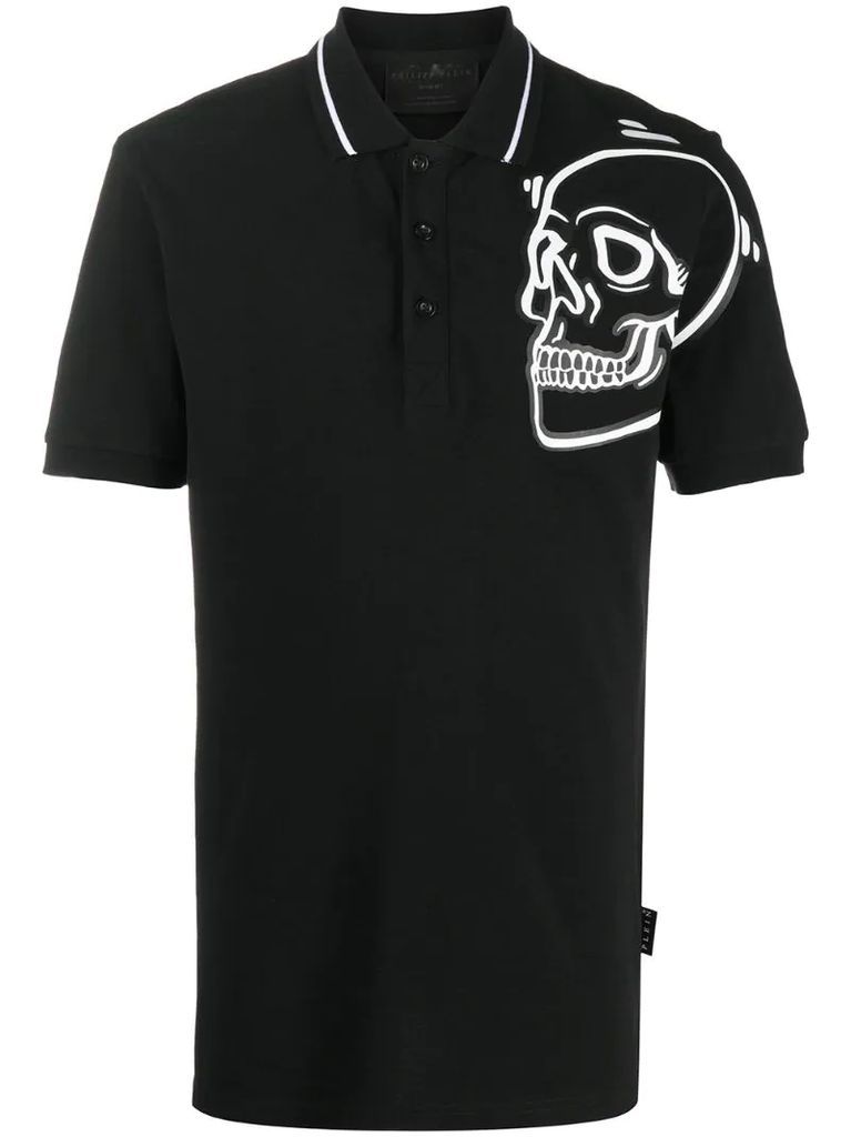 Outline Skull short-sleeved polo shirt
