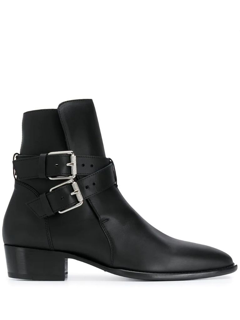 double buckle ankle boots
