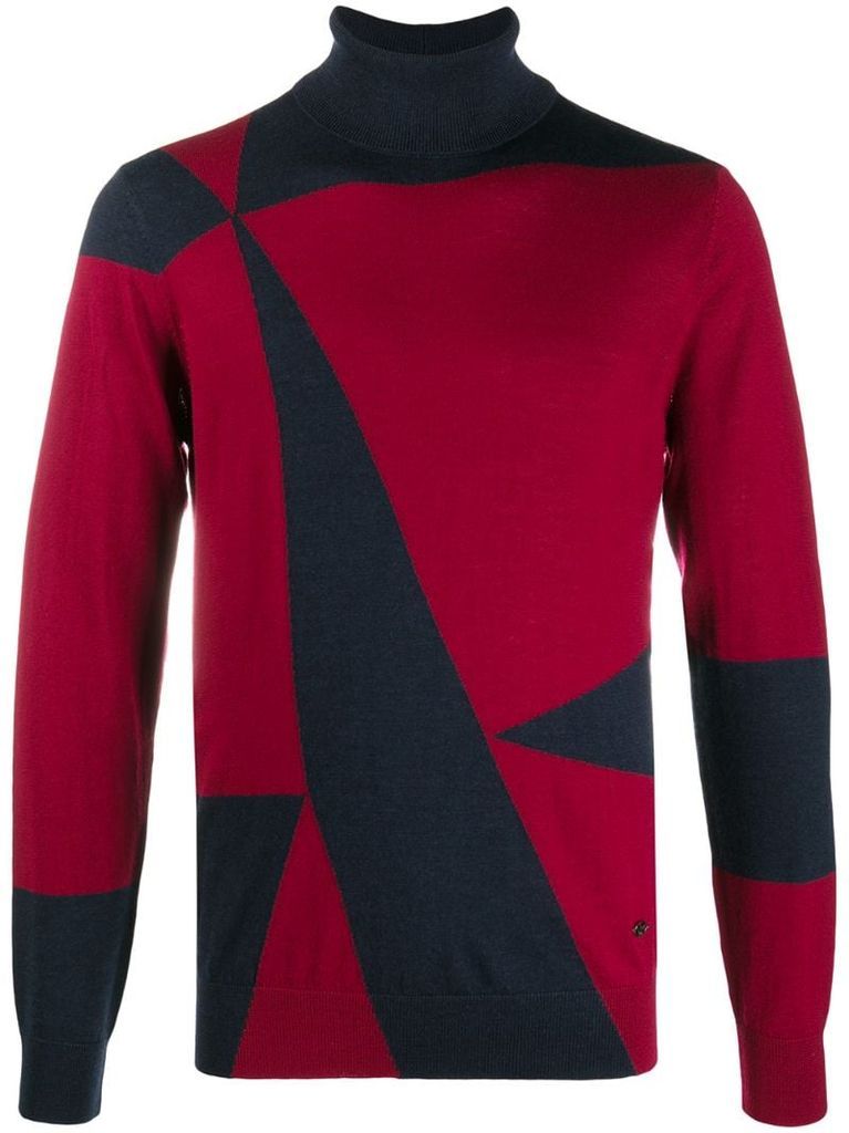 colour-block virgin wool jumper