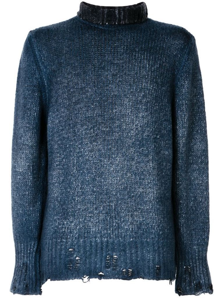 distressed knitted jumper