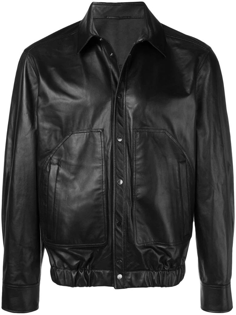 shirt-leather jacket
