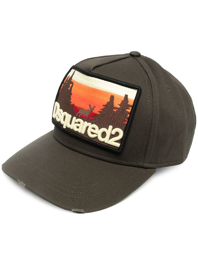 logo-patch distressed baseball cap