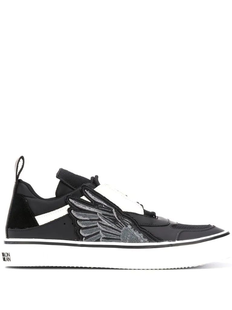 Wings-print low-top sneakers