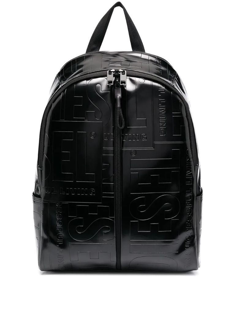 logo debossed zipped backpack