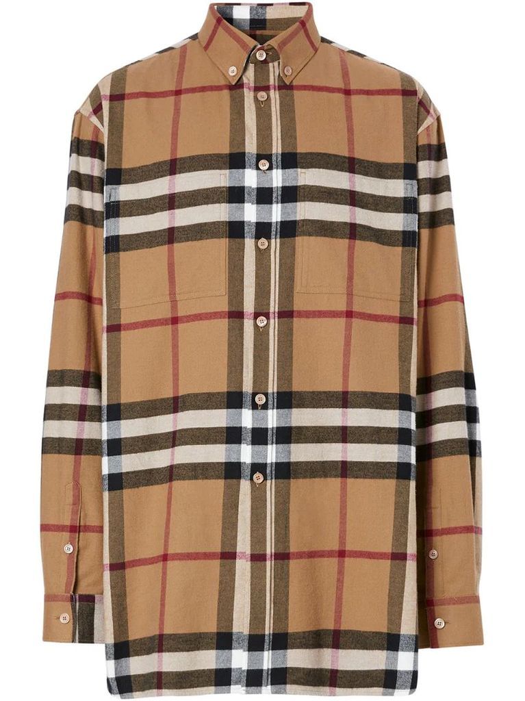 house check cotton flannel shirt