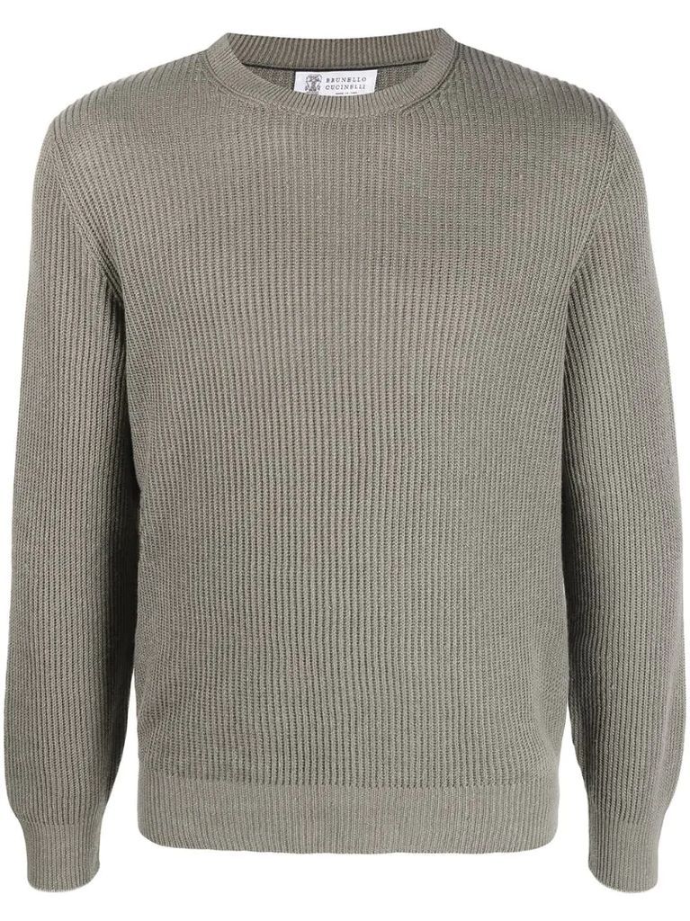ribbed-knit long-sleeved sweater