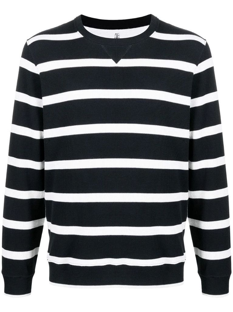 striped waffle-knit jumper