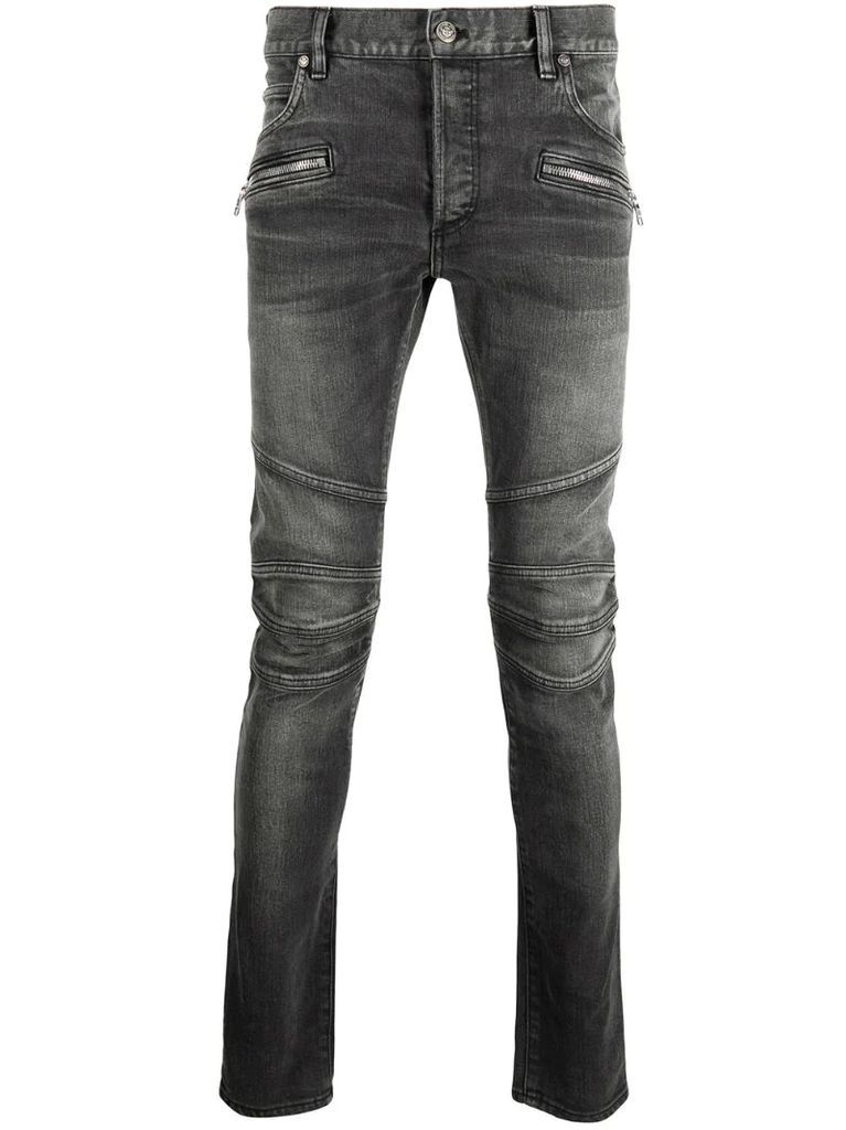zip-detail denim jeans