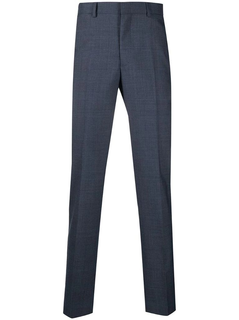 check wool tailored trousers