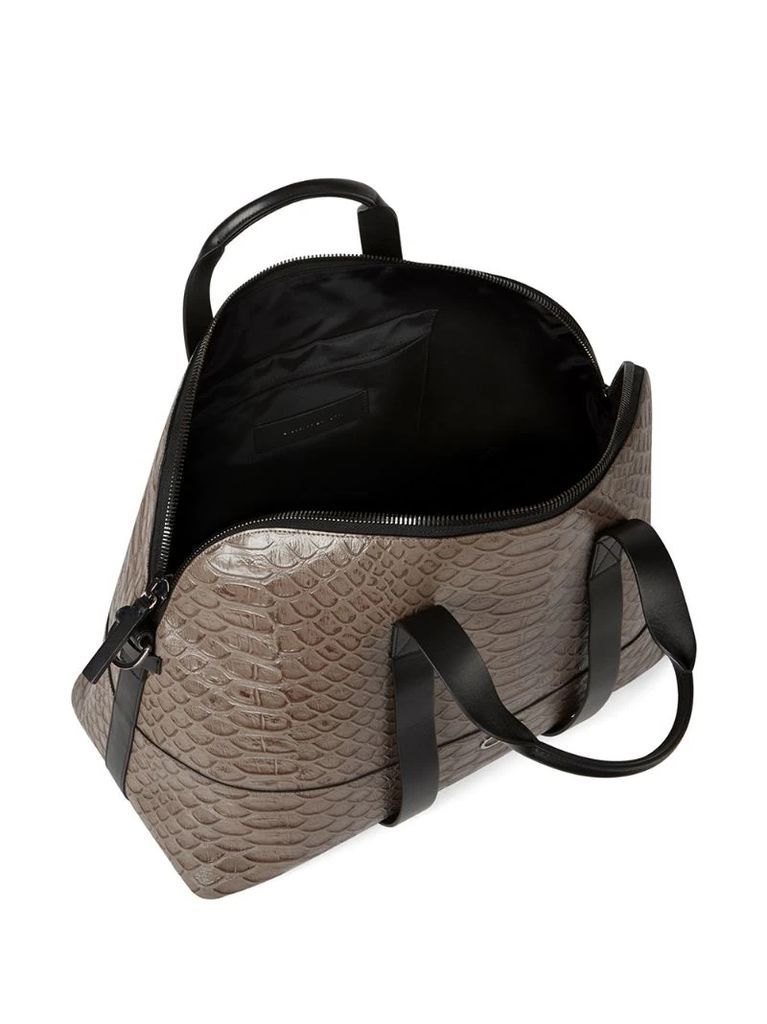 snakeskin-effect zipped holdall bag