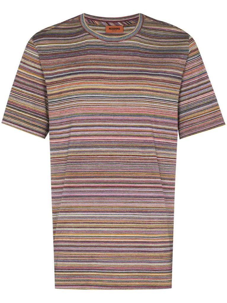 striped crochet-knit T-shirt
