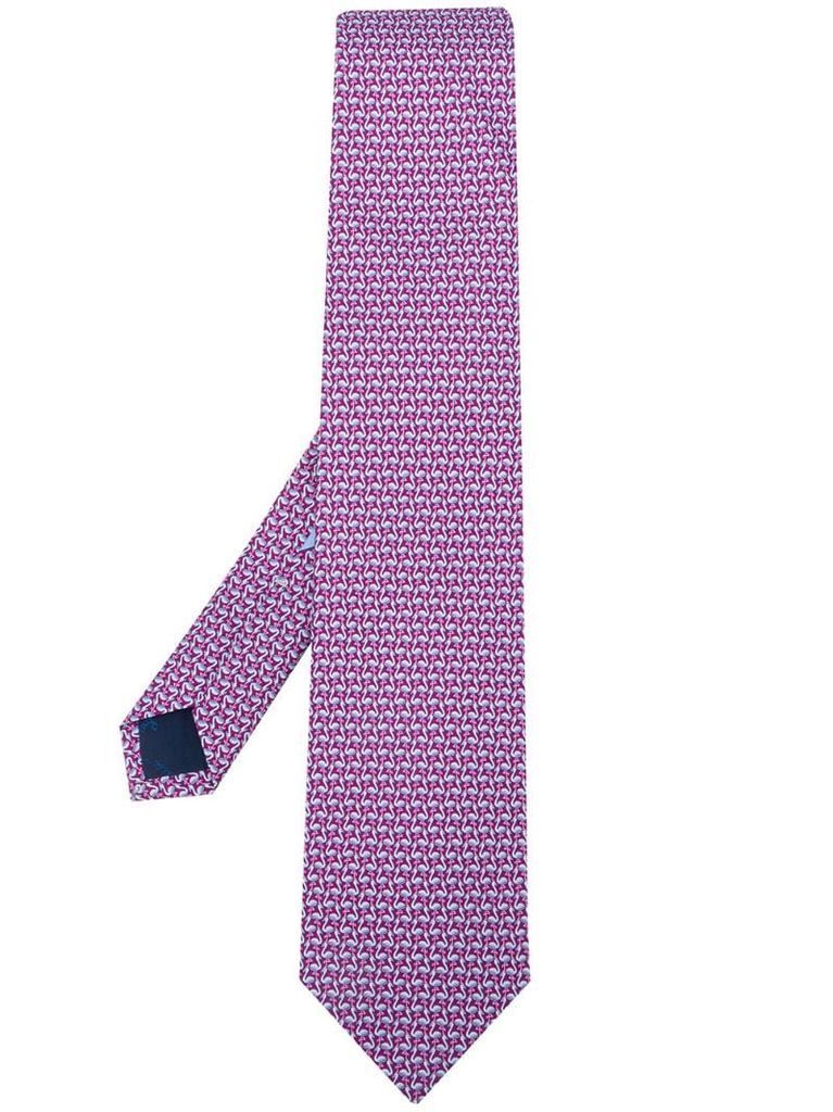 flamingo-print silk tie