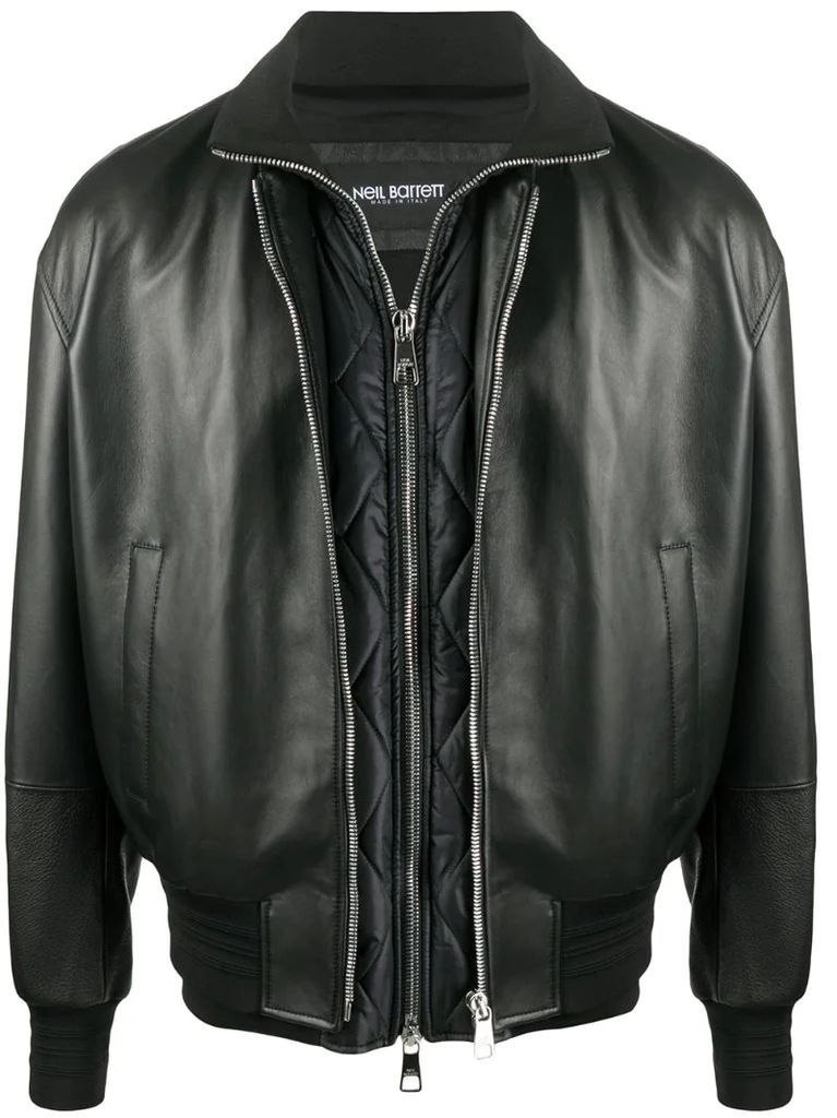 removable gilet leather jacket