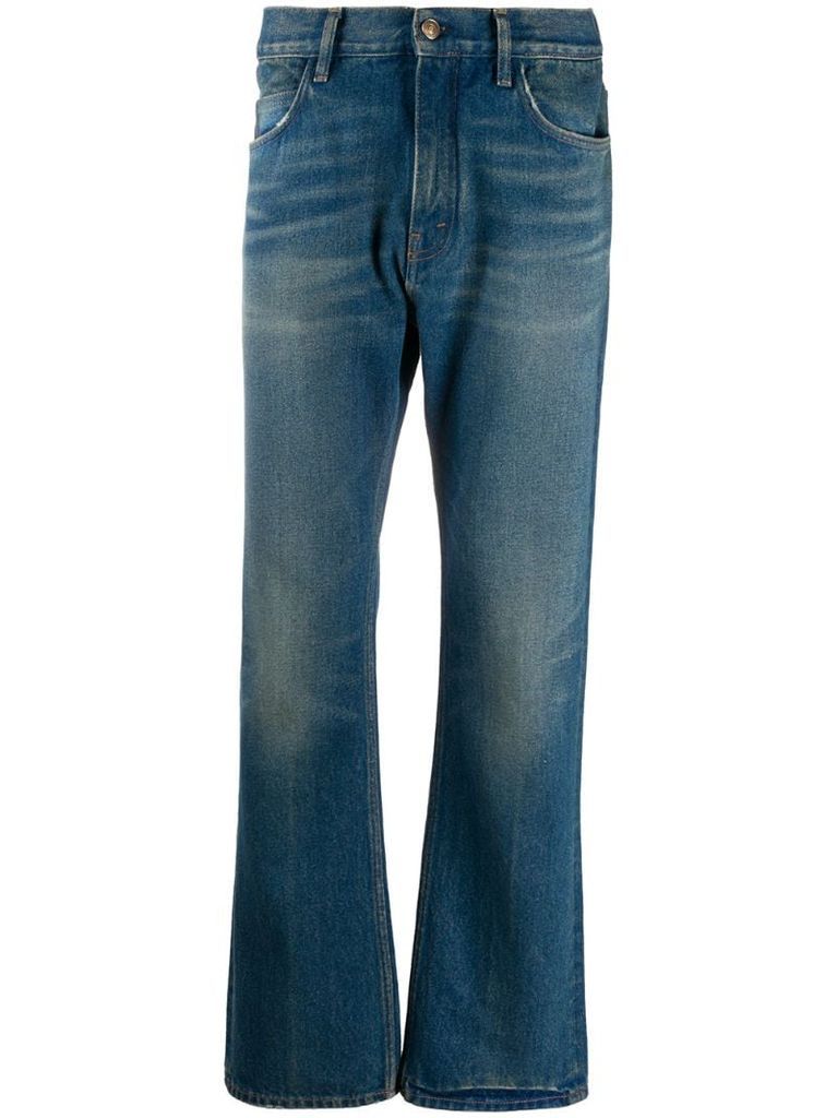 faded straight-leg jeans