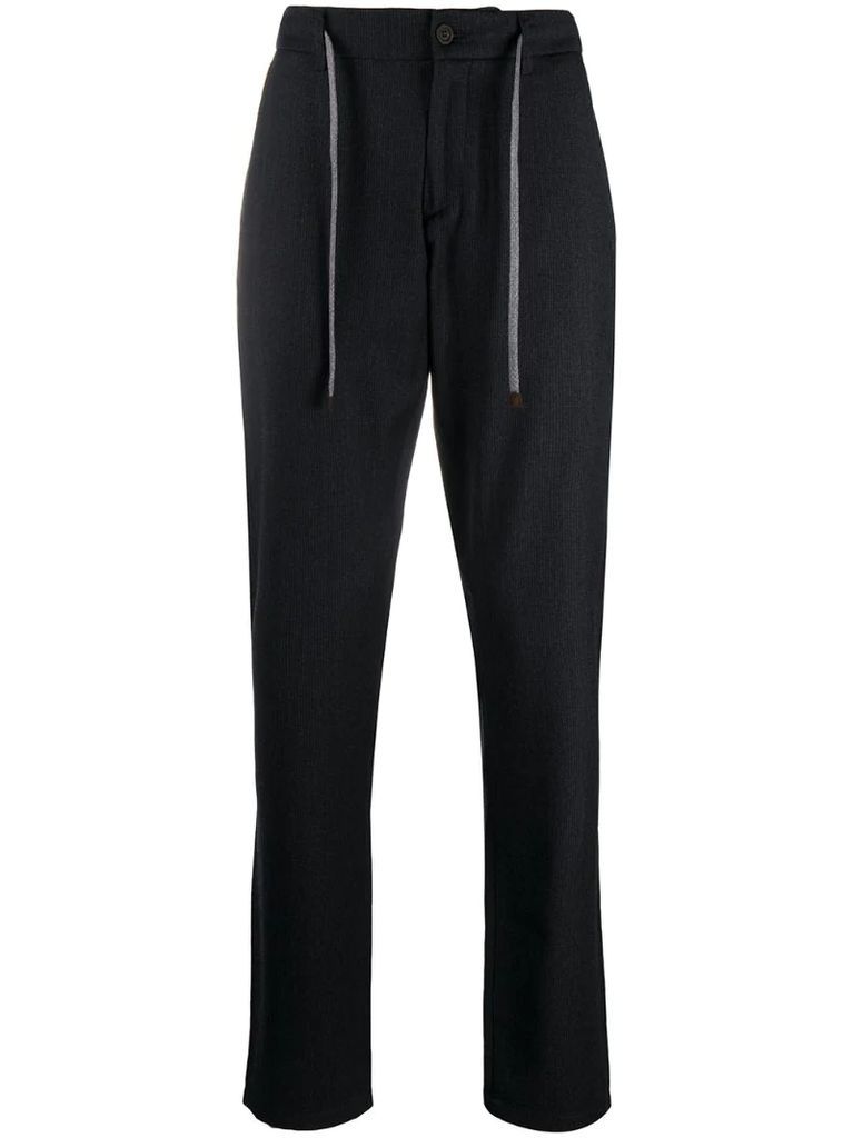 straight leg trousers with drawstring detail