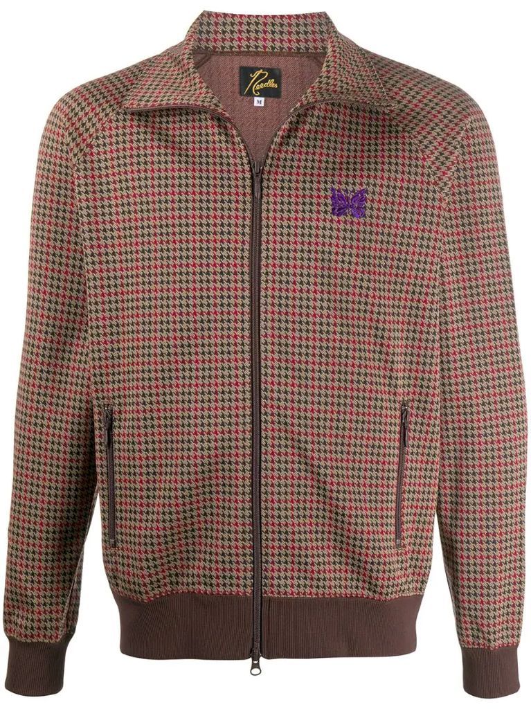 houndstooth print track top