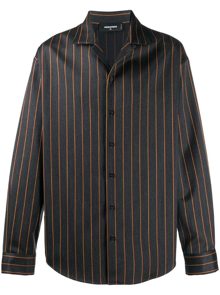 stripe-pattern buttoned shirt