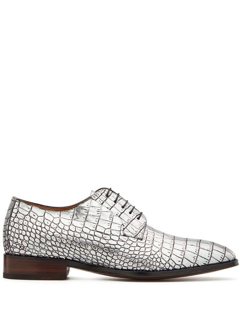 metalllic embossed lace-up shoes
